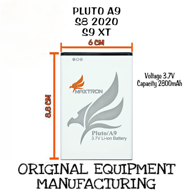 Baterai Maxtron Pluto A9 / S8 2020 / S9 XT panjang 8.8 lebar 6 battery batre bat