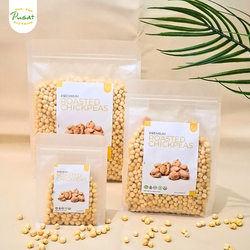 

Kacang Arab Premium Kemasan Pouch Panggang Renyah Gurih 100 % Roasted Chickpeas