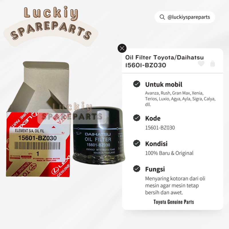 Filter oli Toyota/Daihatsu 15601-BZ030