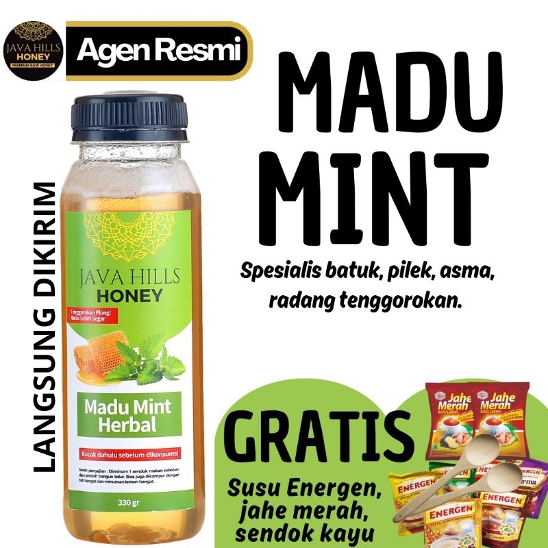 

(LANGSUNG KIRIM) JAVA HILLS HONEY MADU MINT, MEREDAKAN BATUK, PILEK, ASMA, MELEGAKAN TENGGOROKAN DAN SAKIT GIGI |JAVAHILLS