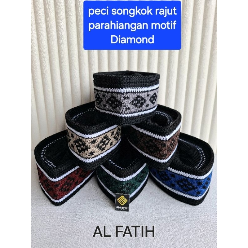 Peci songkok rajut Parahiangan motif DIAMOND