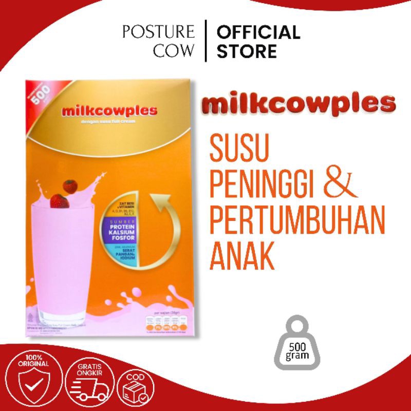 

MILKCOWPLES Stroberi Susu Milkcow Plus Peningkat Nafsu Makan Sehat Untuk Tulang Tinggi Kalsium 500gr