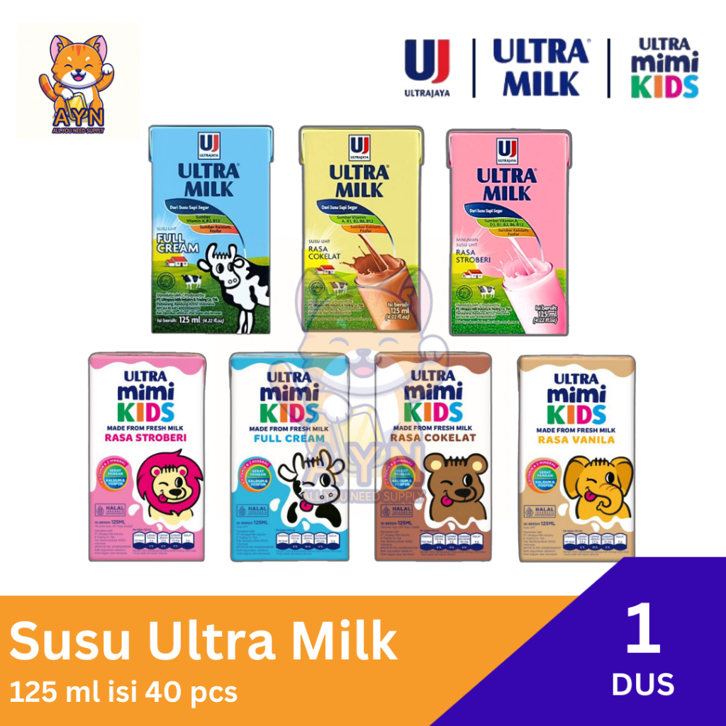 

Susu Ultra Milk Susu UHT | Ultra Mimi Kids 125 ml [ 1 dus isi 40 pcs ]
