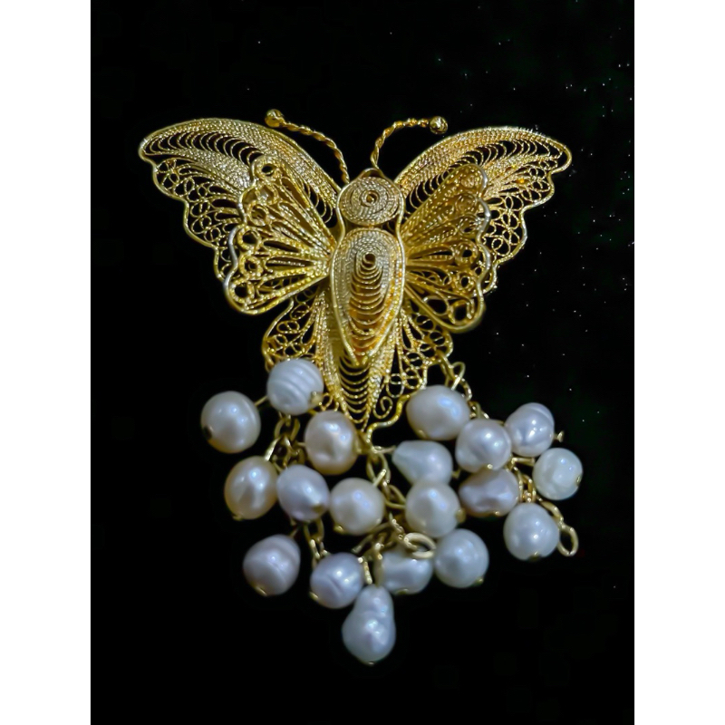 Kupu Ayu Medium Brooch - Bros Kebaya | Bros Etnik | Bros Tembaga Lapis Emas