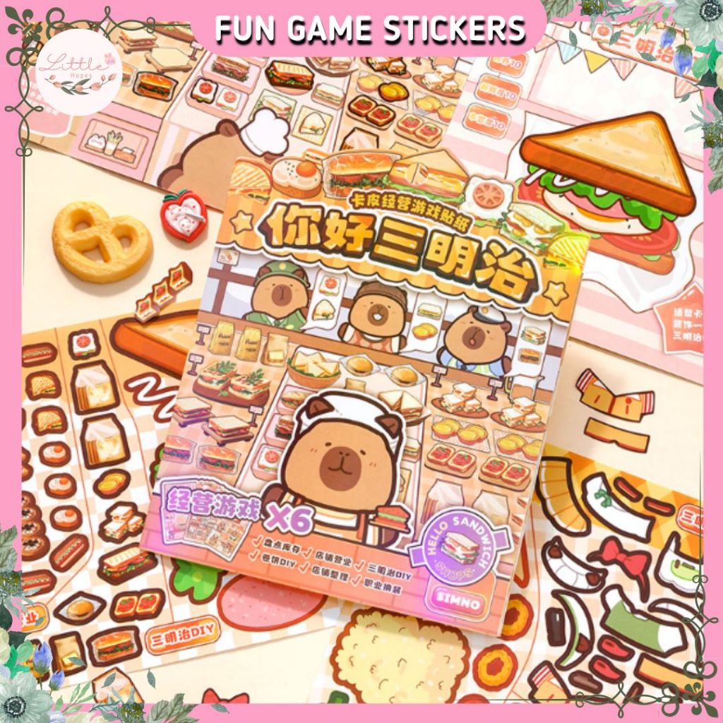 

FUN Sticker Quite Book Capybara Cooking Satisfying Decoration Creative Mainan Anak Lucu Korea Viral