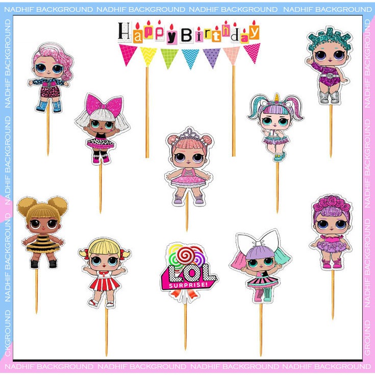 Toper Murah karakter LOL Hiasan Kue Ulang Tahun Decorasi Birthday Cake Tusukan