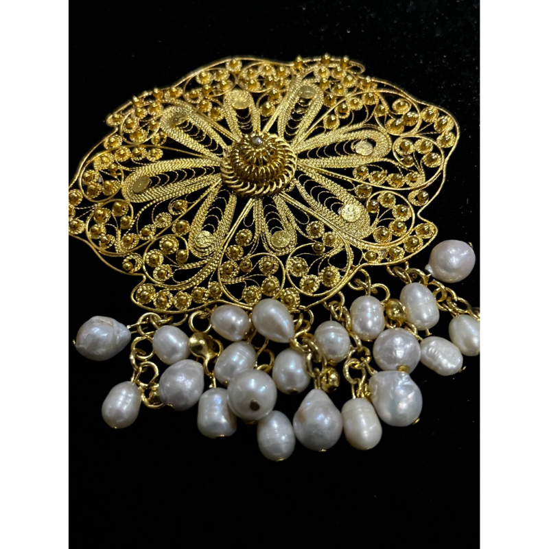 Cempaka Medium Brooch - Bros Kebaya | Bros Etnik | Bros Tembaga Lapis Emas