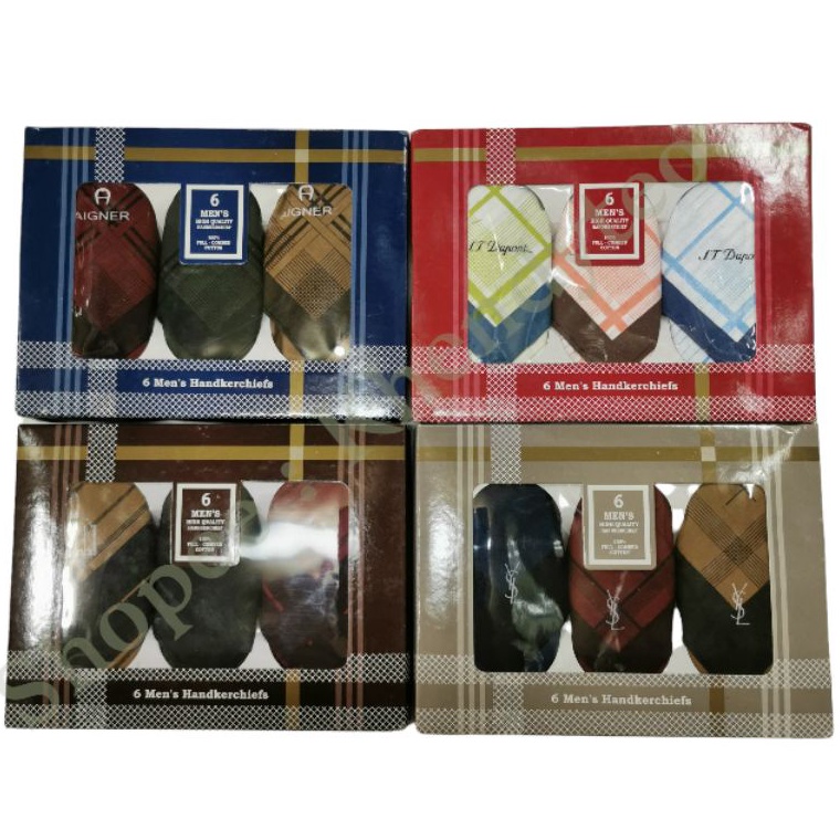 KODE O36I Sapu Tangan Pria Branded Lembut 6pcs Warna GelapTerang