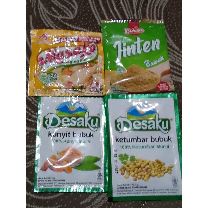 

Kunyit bubuk+Masako+Ketumbar Bubuk+Jinten bubuk 5 gram Paket 3W (TRB101)