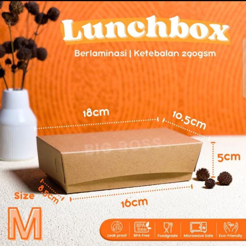 

Lunch Box Medium Ukuran M Size M Kotak Paper Craft Makanan Jualan Packaging kotak makanan