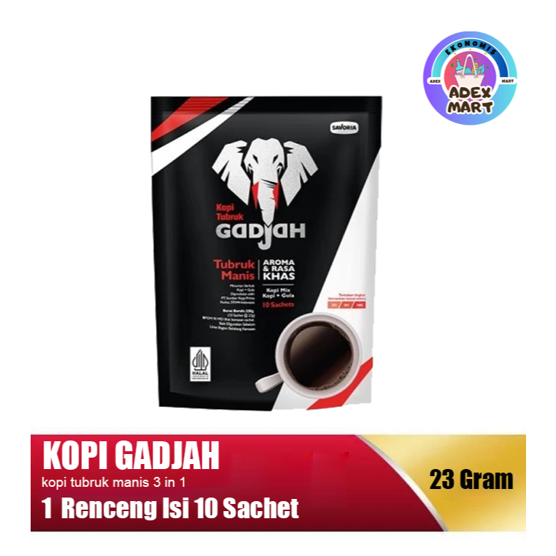 

KOPI TUBRUK GAJAH MANIS 10 SACHET / KOPI RENCENG MURAH - ADEX MART