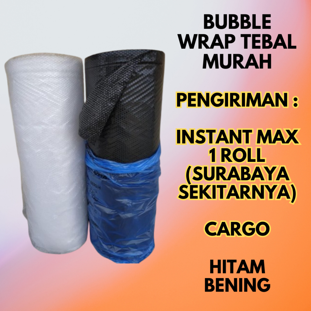 

Bubble Wrap 1 Roll Tebal Packing 125 x 50 Meter 3 kg Hitam Bening Instant Surabaya Non Tanpa Core
