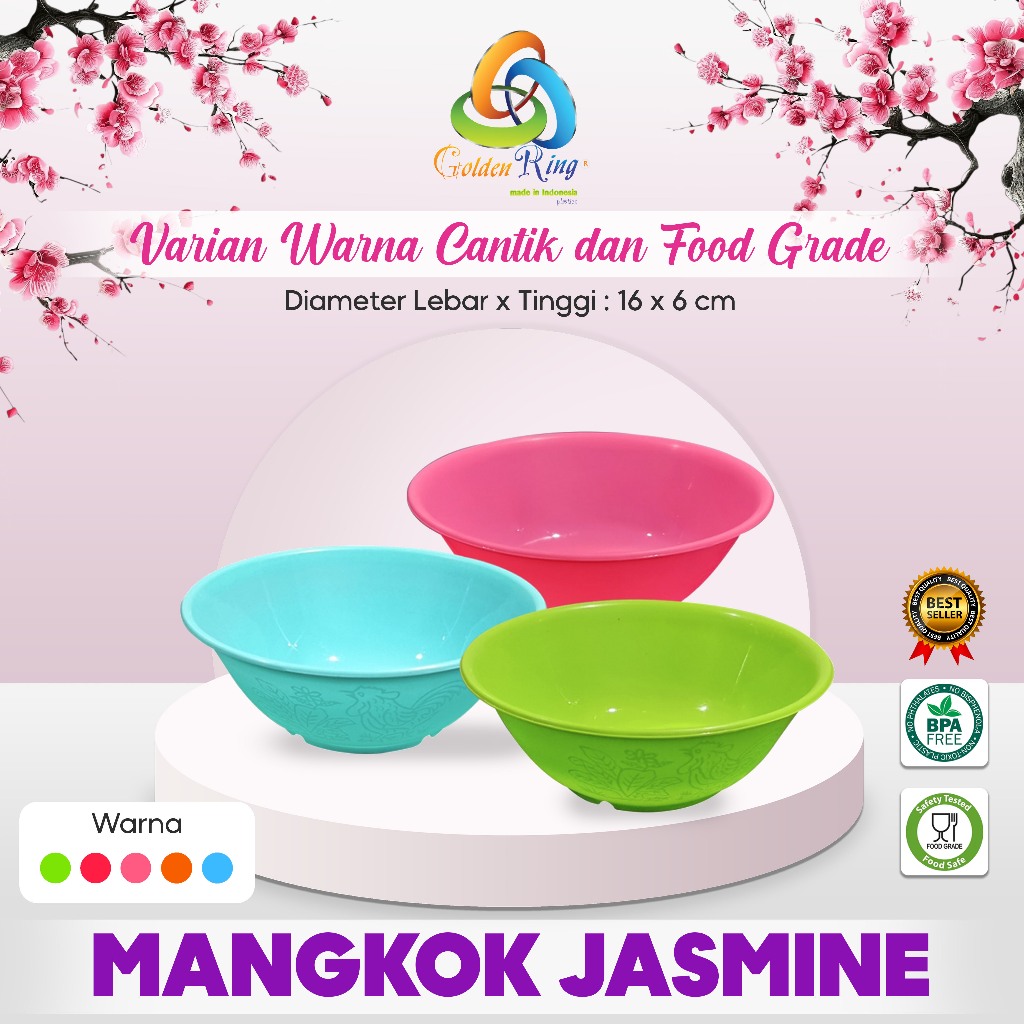 ( 6 PCS ) MANGKOK JASMINE / Mangkok Plastik / Mangkok Lucu / Mangkok Kuah