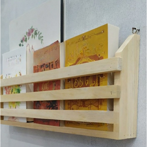 Rack Rak Kayu Tempat Wadah Buku Tulis Majalah Gantung Dinding Serbaguna