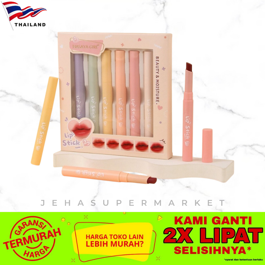 ⭐ MAKE UP THAILAND ⭐ Hasaya Girl Lipstick Beauty and Moisture - 1set isi 6pcs ( Impor / Import Bangk