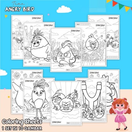 

KERTAS GAMBAR ANAK MEWARNAI KARAKTER ANGRY BIRD UKURAN A4 - COLORING SHEETS 1 SET ISI 10 GAMBAR