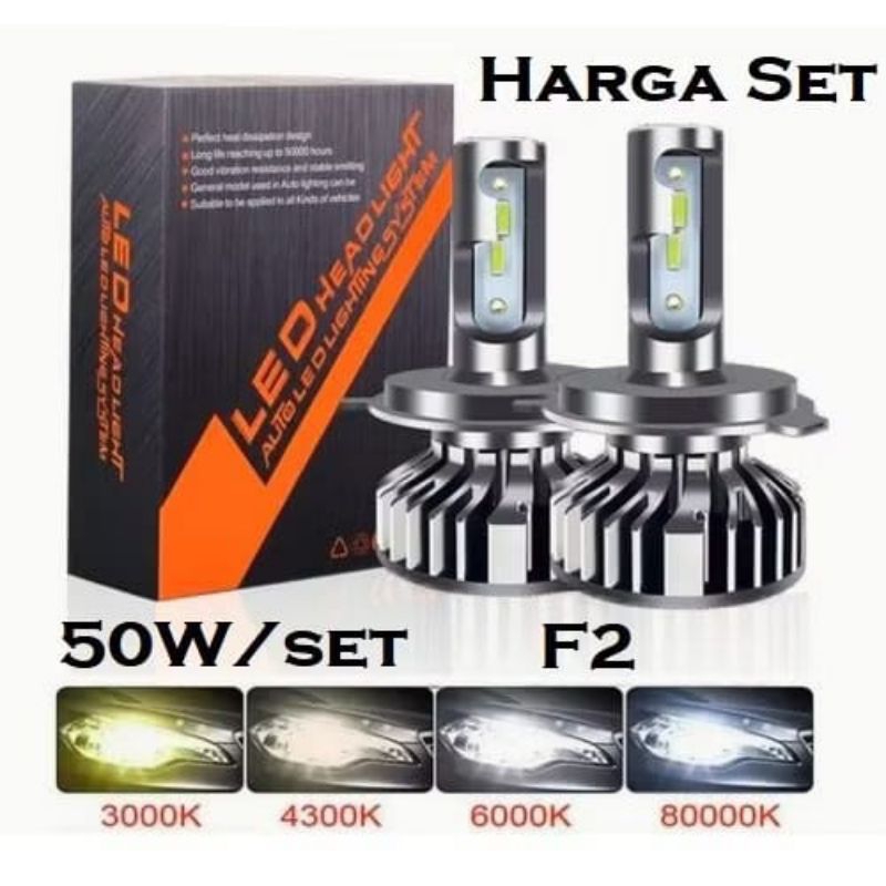 Lampu LED H4 H11 HB3 9005 60W 50W tipe T6 F2 csp 3570 mobil premium h16 h8