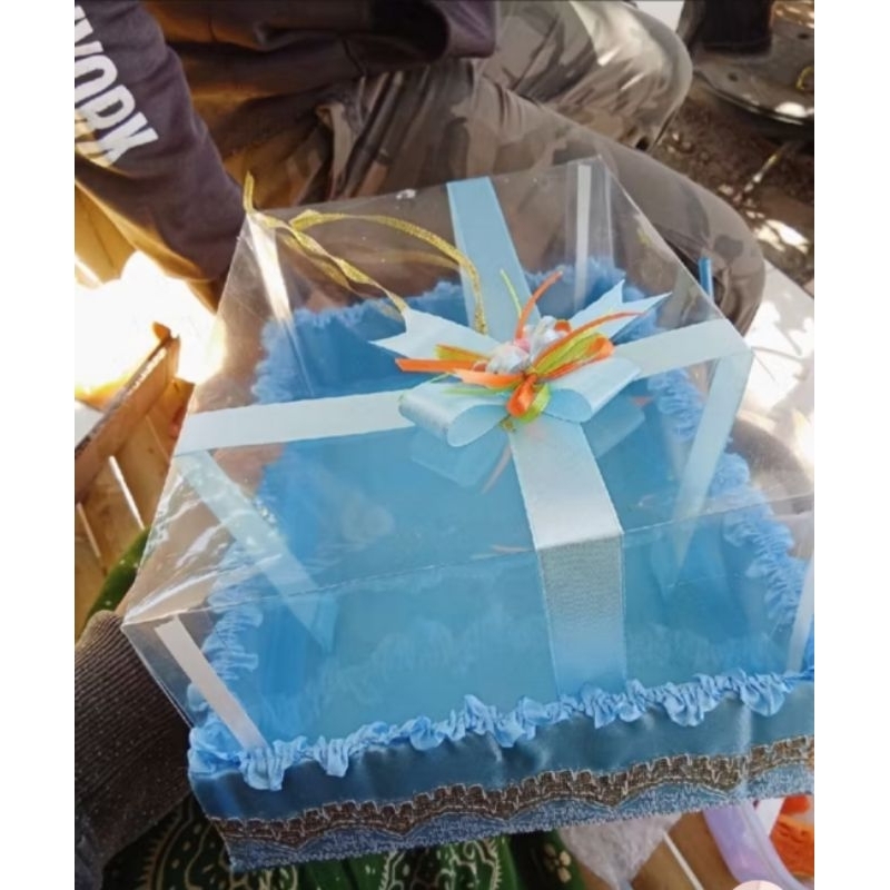 

BOX / KOTAK SESERAHAN LAMATAN / KOTAK HANTARAN LAMARAN & PERNIKAHAN 1 PCS + TUTUP MIKA WARNA BIRU MUDA