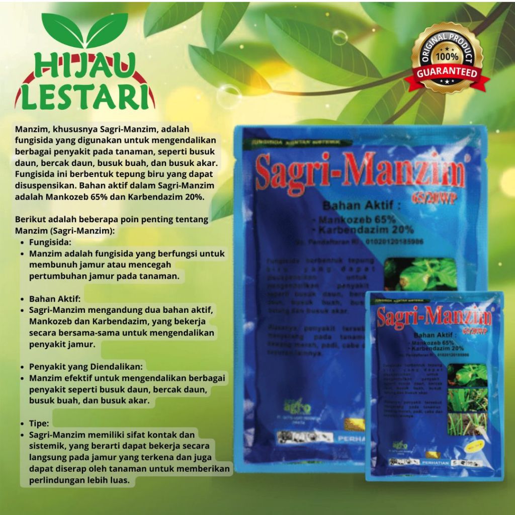 Fungisida Sagri-Manzim 65/20 WP 100 Gr Sagri Manzim