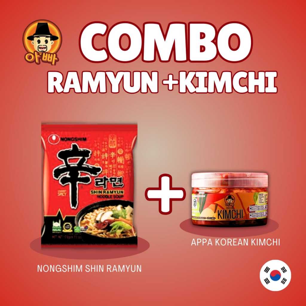 

Combo - Nongshim Shin Ramyun Spicy Mushroom 120gr + Appa Korean Kimchi 250gr