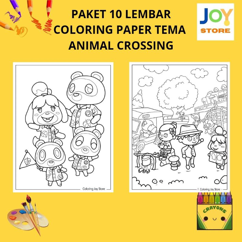 

PAKET 10 Lembar Kertas Gambar Mewarnai Tema Animal Crossing Cute Ukuran A4 150 gsm - Coloring Paper 103