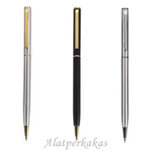

Pulpen Stainless Steel Emas Exclusive Keren Gold Mini Slim Ballpoint
