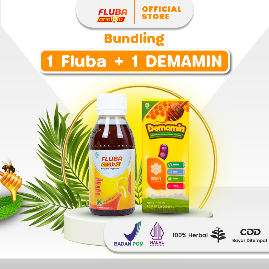 

[Paket Bundling] Fluba Anaba Madu Herbal 1 Botol dan Demamin Meredakan Demam Anak 1 - Botol