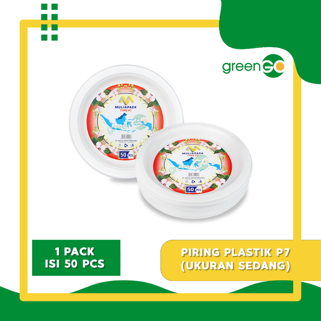PIRING MAKAN PLASTIK P7 SEKALI PAKAI ISI 50PCS PUTIH SUSU MULIAPACK MURAH PIRING MAKAN SAJI PLASTIK 