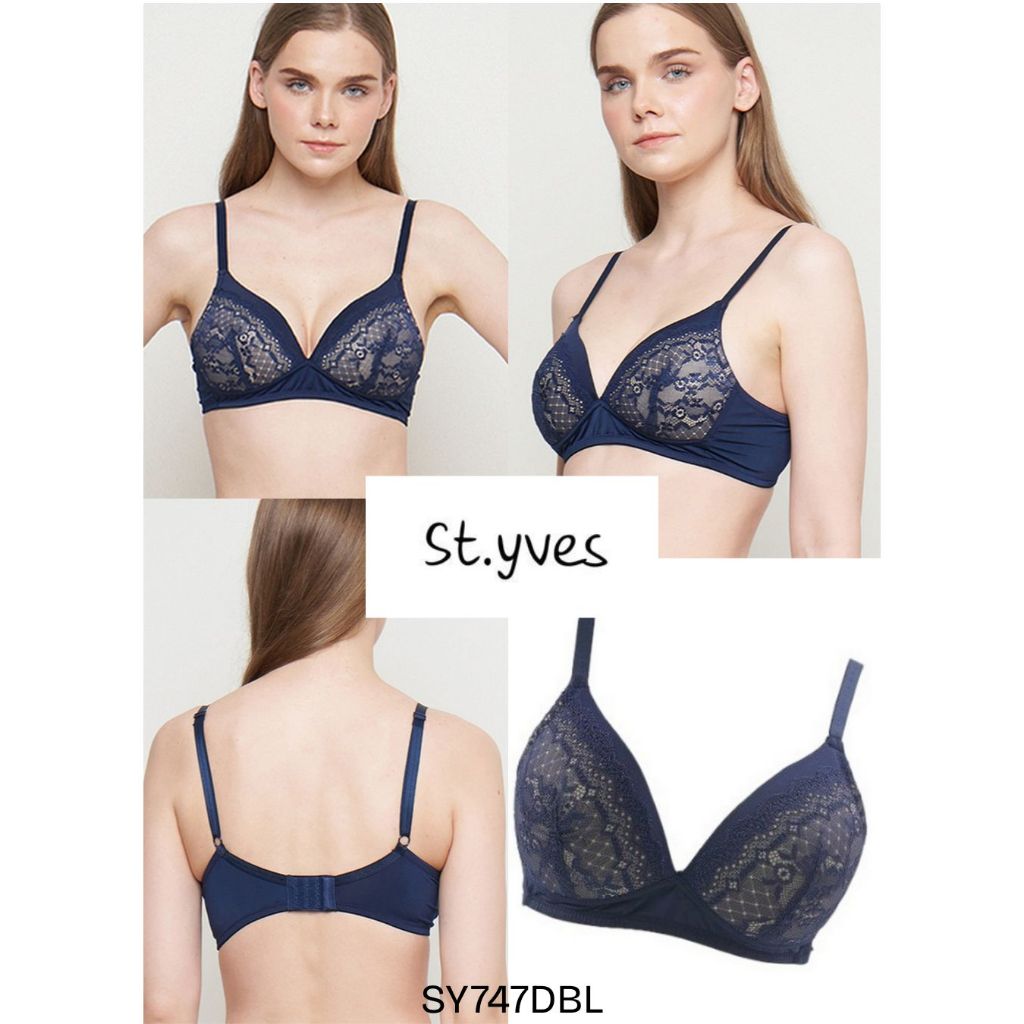Bra Wanita Tanpa Kawat Wireless / Wirefree Busa Tipis ST YVES Full Cup 34A 34B 36A 36B 38A Pakaian