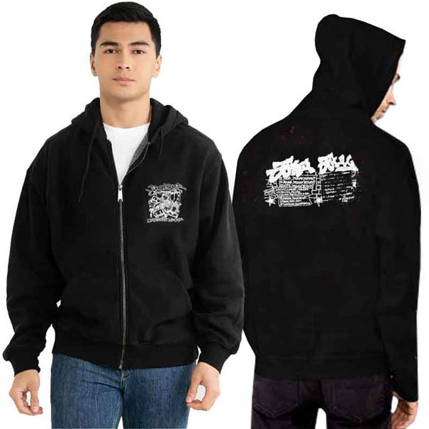 Zipper Hoodie Avhath Envenomed Band Hoodie Ritsleting Unisex Bahan Black Cotton Fleece | Size M L XL