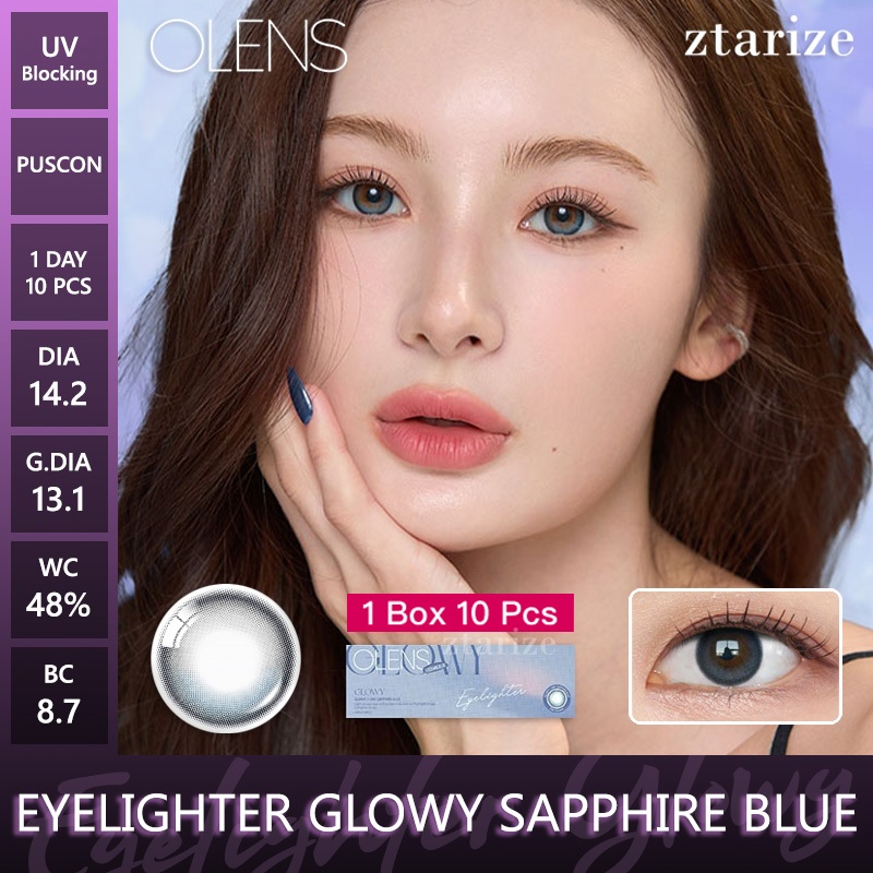 ztarize - Ready Stock - OLENS Eyelighter Glowy Sapphire Blue 1 Day Daily Soft Contact Lens 1 Box 10P