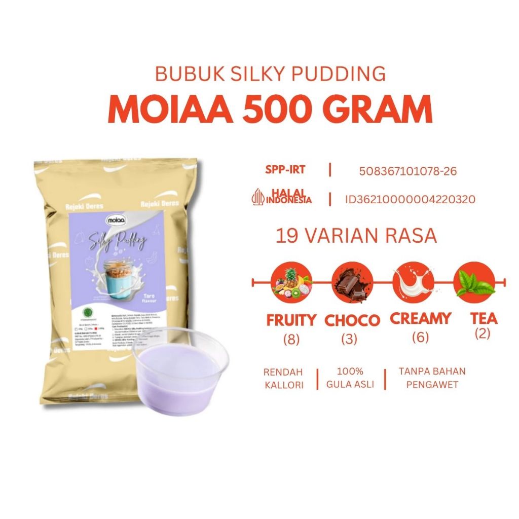 

MOIAA - Silky Pudding 500 Gram - Bahan Silky Puding Dengan 19 varian rasa