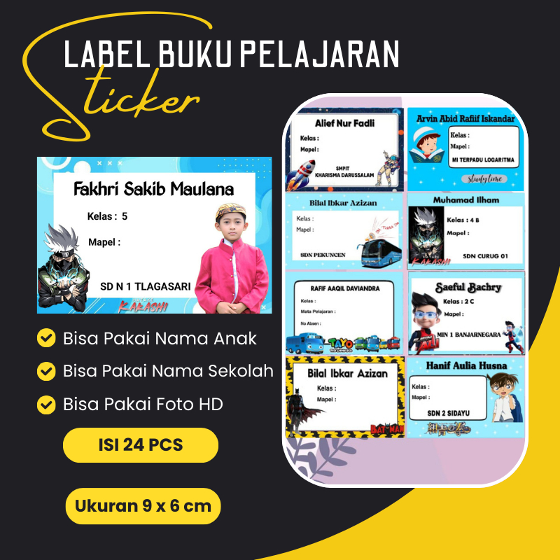

Stiker Label Buku Mapel 24 Pcs Bisa Pake Foto HD Custom Nama Anak Sekolah Sticker Mata Pelajaran