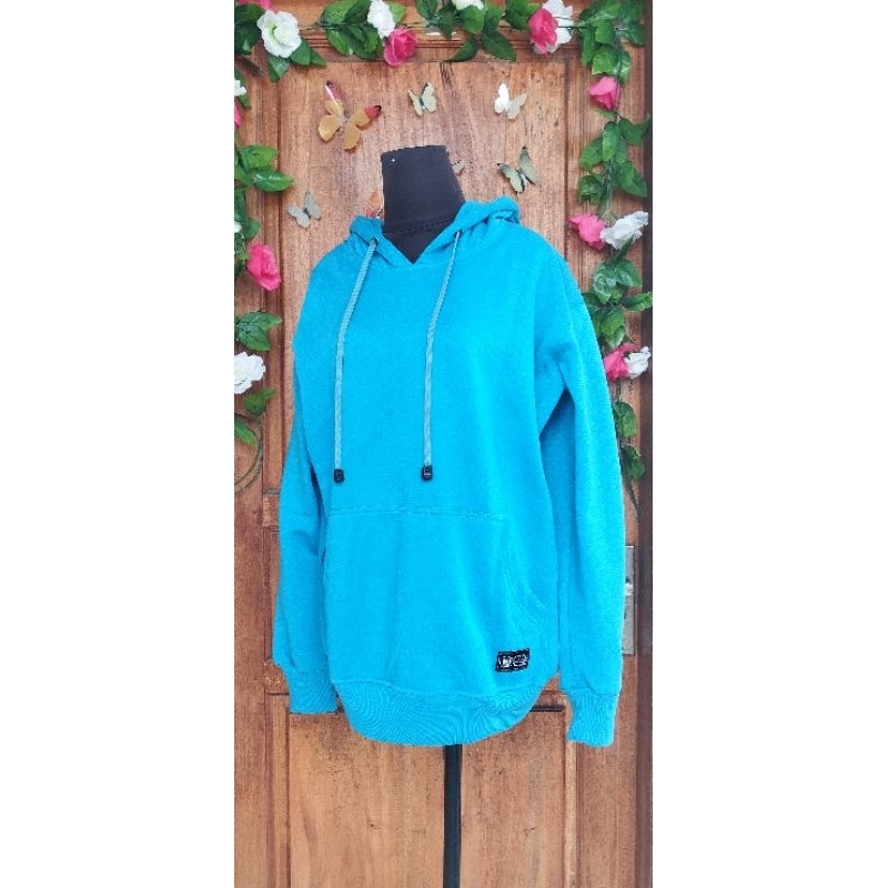 jaket hoodie sweater pria wanita distro warna biru polos ld jumbo 120 cm