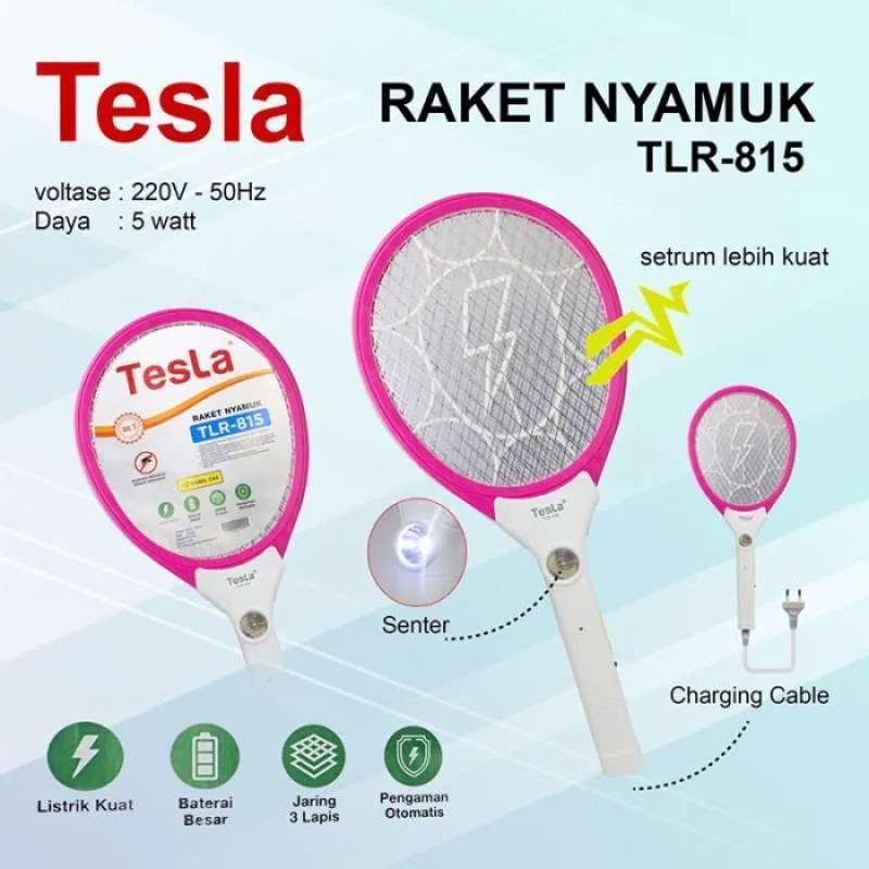 RAKET NYAMUK TESLA TLR-815 | Raket Nyamuk Cas Listrik LED Senter Anti Nyamuk
