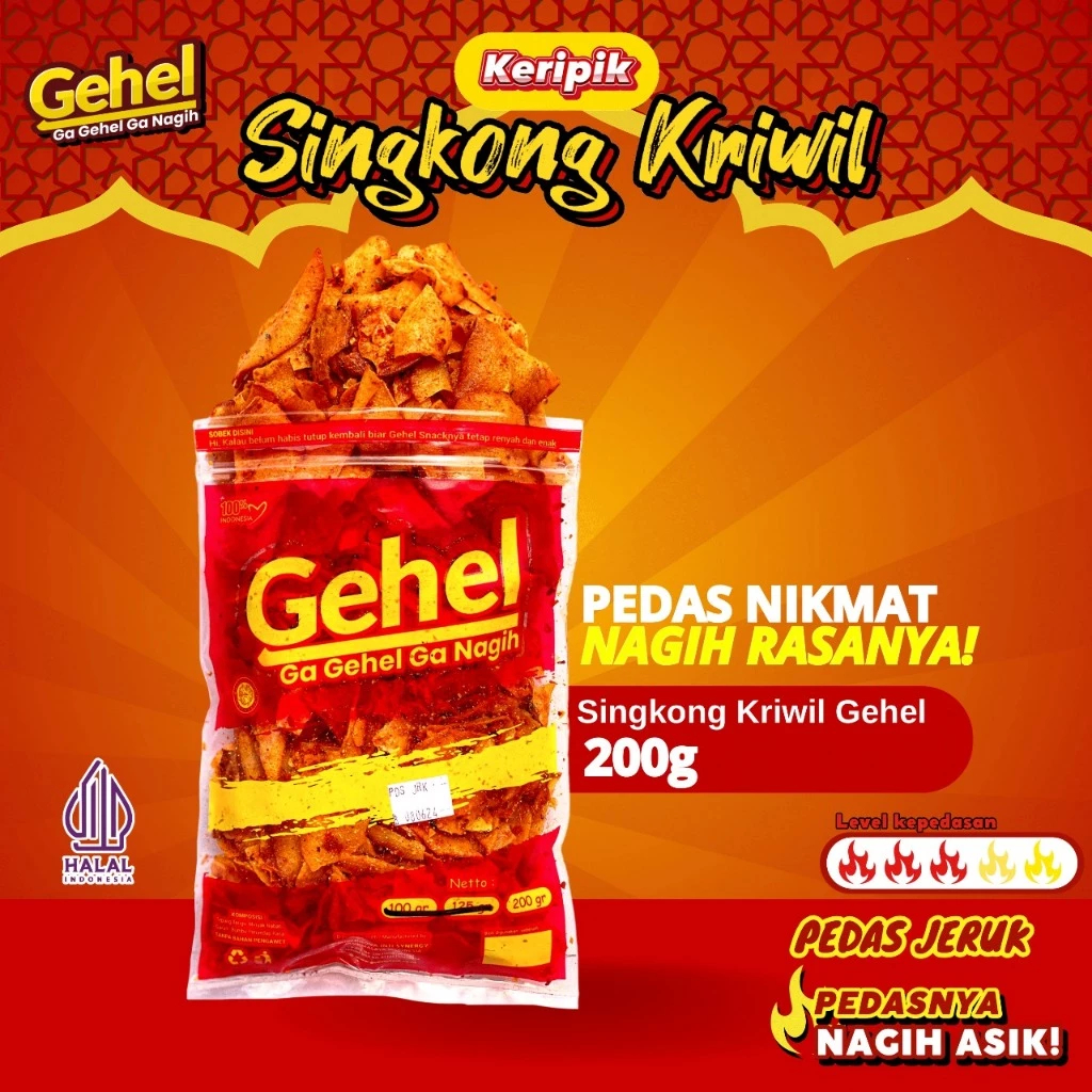 Keripik Singkong Kriwil Gehel 200gr Pedas - Makanan Ringan