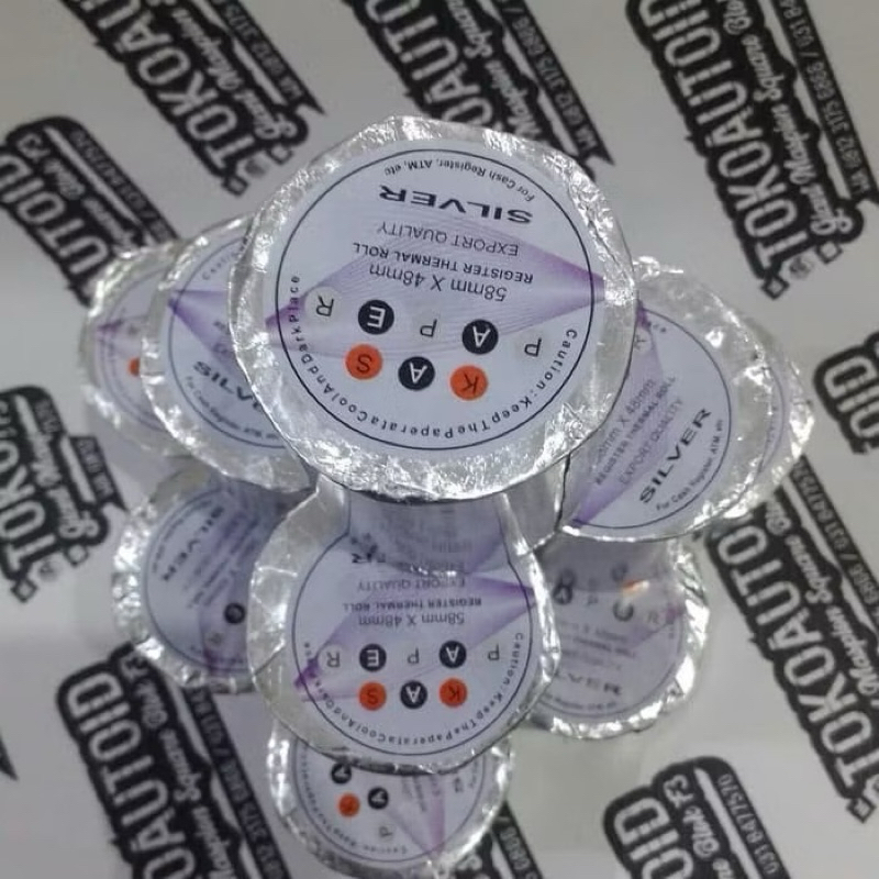 

Kertas thermal kas paper silver dan gold 58x48 kualitas terjamin bagus