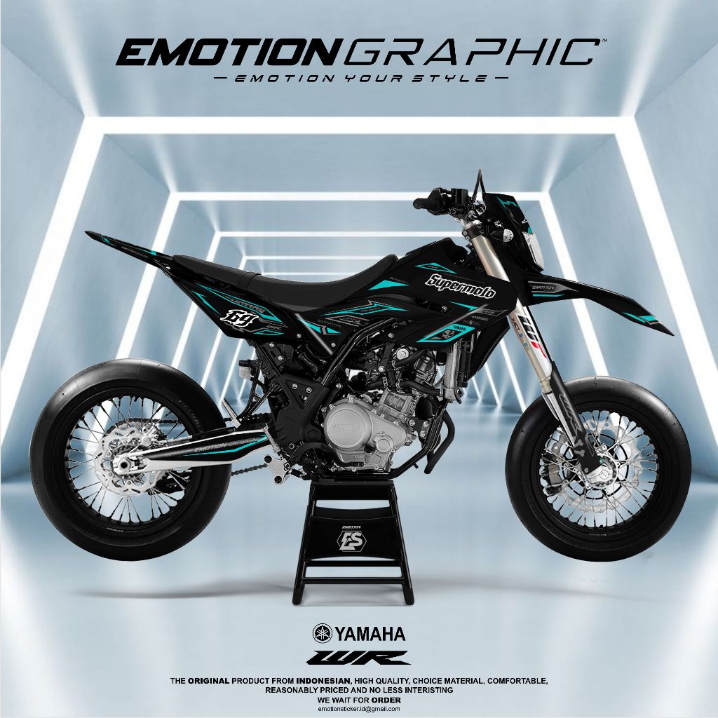 DECAL STIKER WR 155 FULLBODY SUPERMOTO HITAM TOSCA