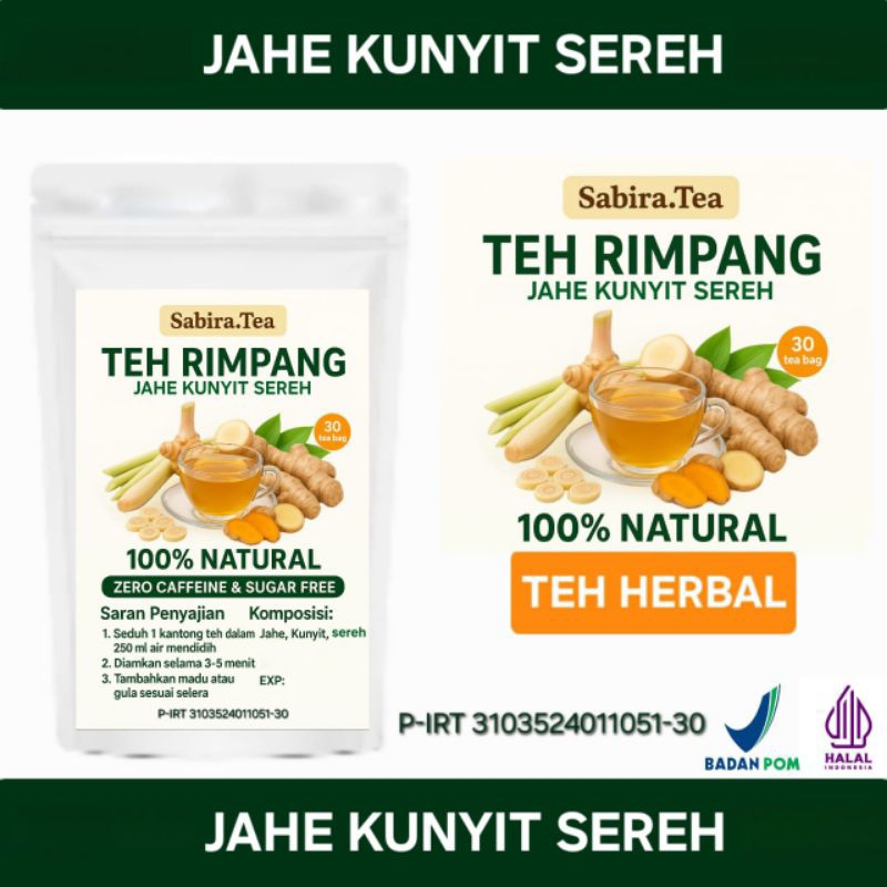 

TEH RIMPANG , TEH HERBAL , JAHE , KUNYIT , SEREH , SABIRA.TEA