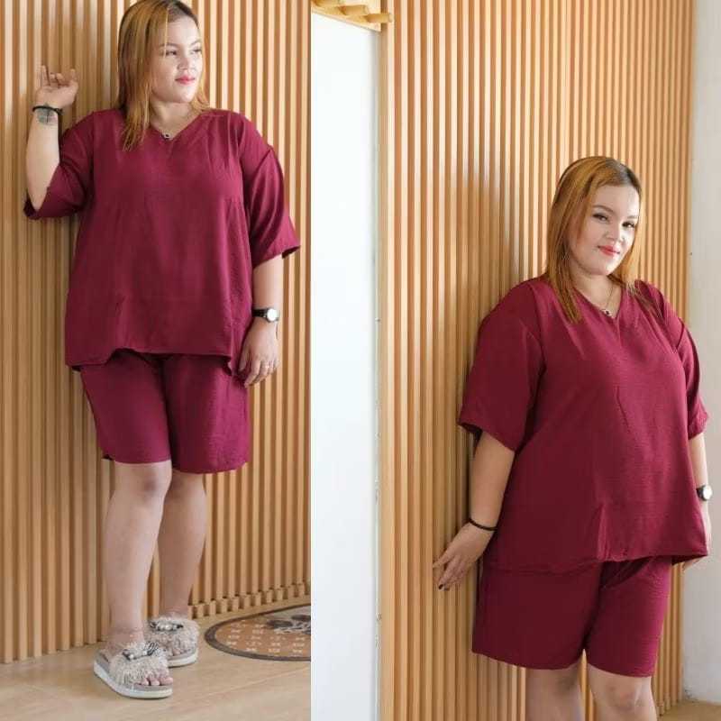 SETELAN ANDIN JUMBO LD130 SETELAN MAMA ROSSA ASLI BAHAN CRINGKEL AIRFLOW ONE SET POLOS TERBARU