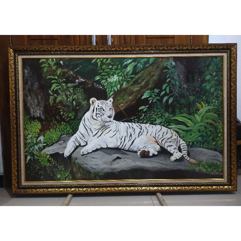 lukisan kanvas pemandangan Macan putih