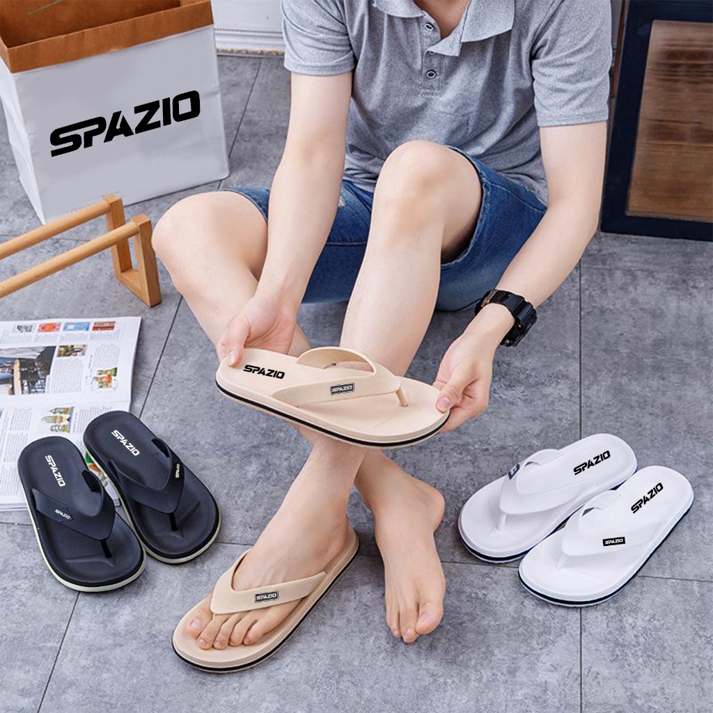 Sandal jepit pria spazio karet PVC santai model Classic sendal pria kekinian Terlaris