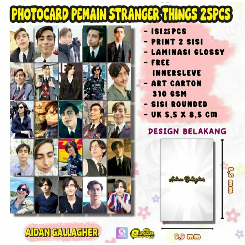 [25pcs] PC Photocard Pemain Stranger Things | Print 2 sisi Laminasi glossy Tebal Anti air