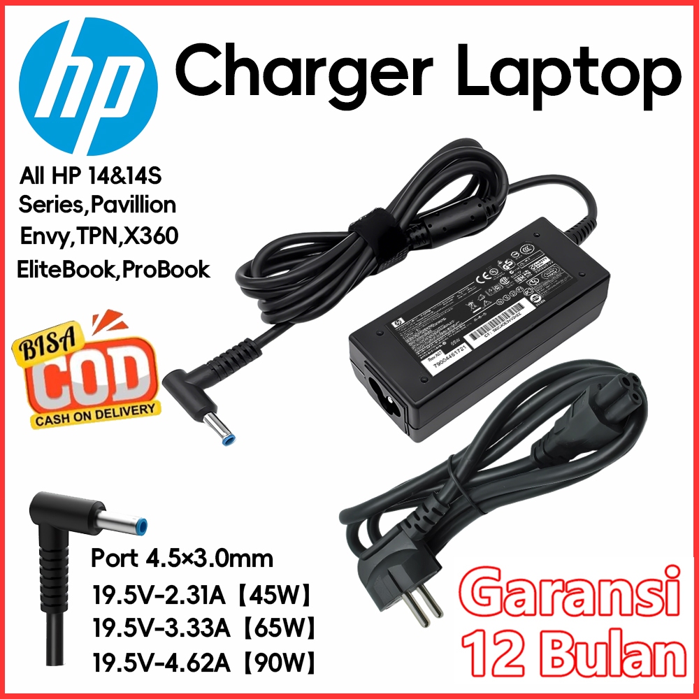 Aicasc-HP Laptop Charger Chromebook Original Pin Biru Pavillion Envy TPN X360 Elitebook ProBook 14