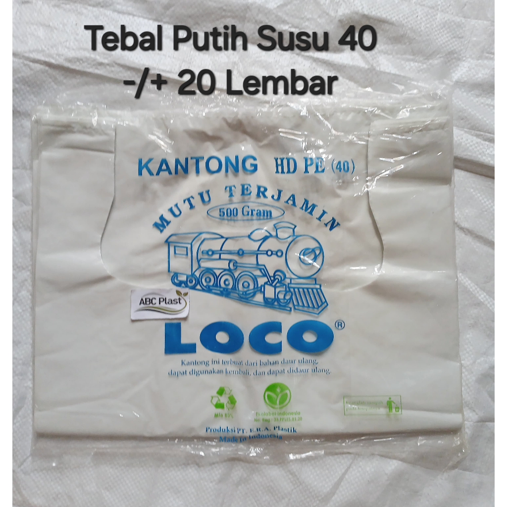 Kantong Plastik Kresek LOCO HD PE Tebal PUTIH SUSU Ukuran 40