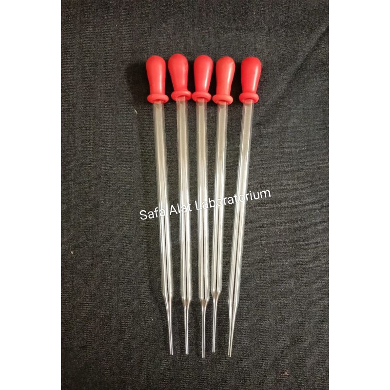 Pupet Tetes Kaca 15cm Dot Merah Pipet Tetes Panjang Isi 10pcs
