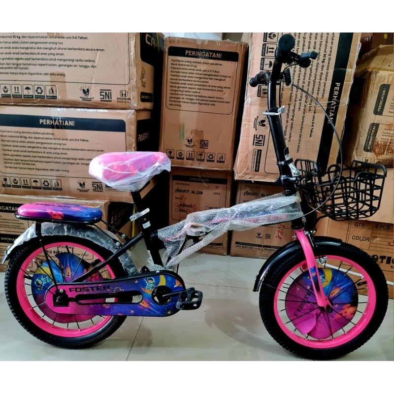 SEPEDA ANAK SEPEDA LIPAT 16 INCH FOSTER ( WARNA PINK )