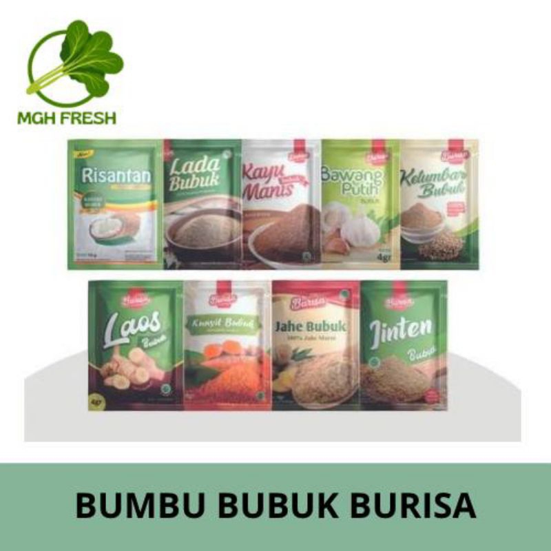 

RENCENGAN Burisa Bumbu Dapur Bubuk / Burisa Kencur / Burisa Kunyit / Burisa Ketumbar/ Burisa Kayu Manis/ Burisa Jinten/ Burisa Pala / Burisa Bawang Merah / Burisa Jahe