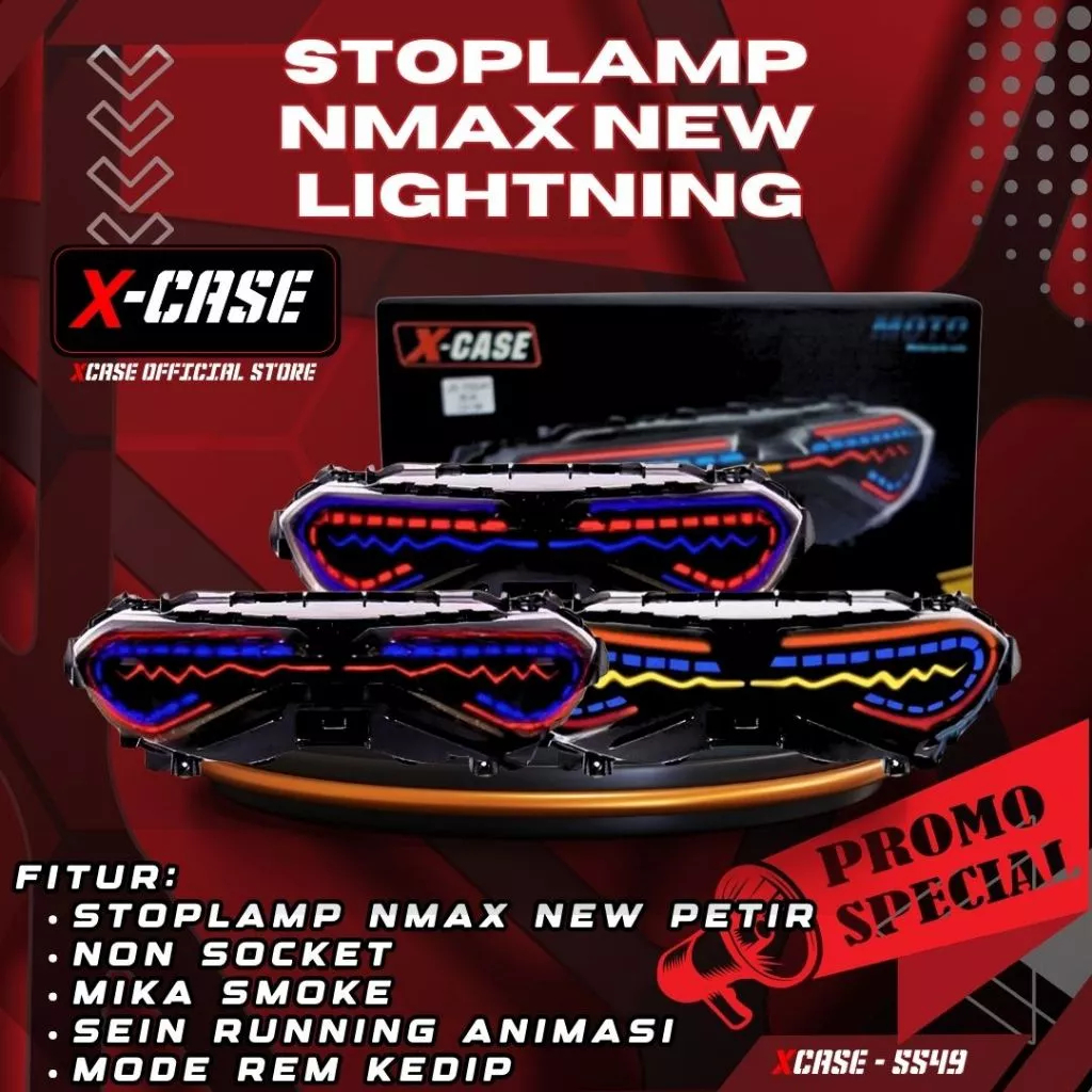 X-Case Lampu Stoplamp Nmax New Running Petir Stop Belakang Nmax Lightning New / Stoplamp Nmax New La