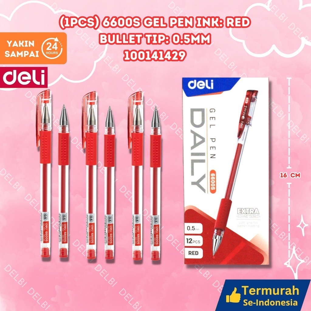 

DELI (1PC) Gel Pen Ink Red Bullet tip 0.5mm